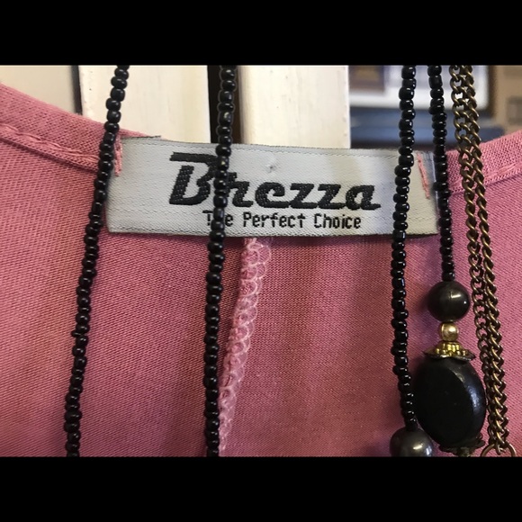 Dusty rose maxi dress w/cap sleeves & rag hem - Picture 3 of 4